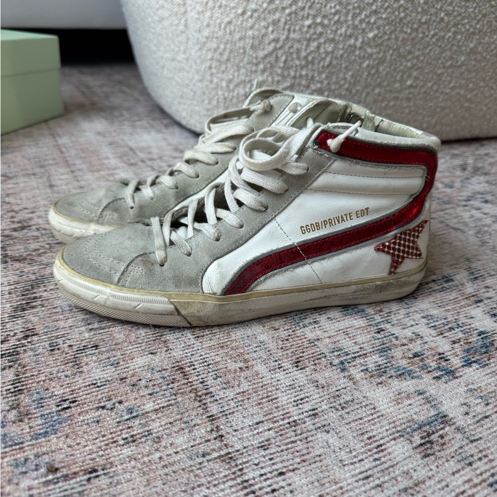 Golden Goose Limited Edition High-Top Sneakers - White and Red